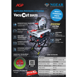 Premium: Bezpyłowa Przecinarka Stolikowa NOZAR WOBIS ZABRZE VacuCut SV-420 + GRATIS Tarcza iG5-HSS i Pokrowiec